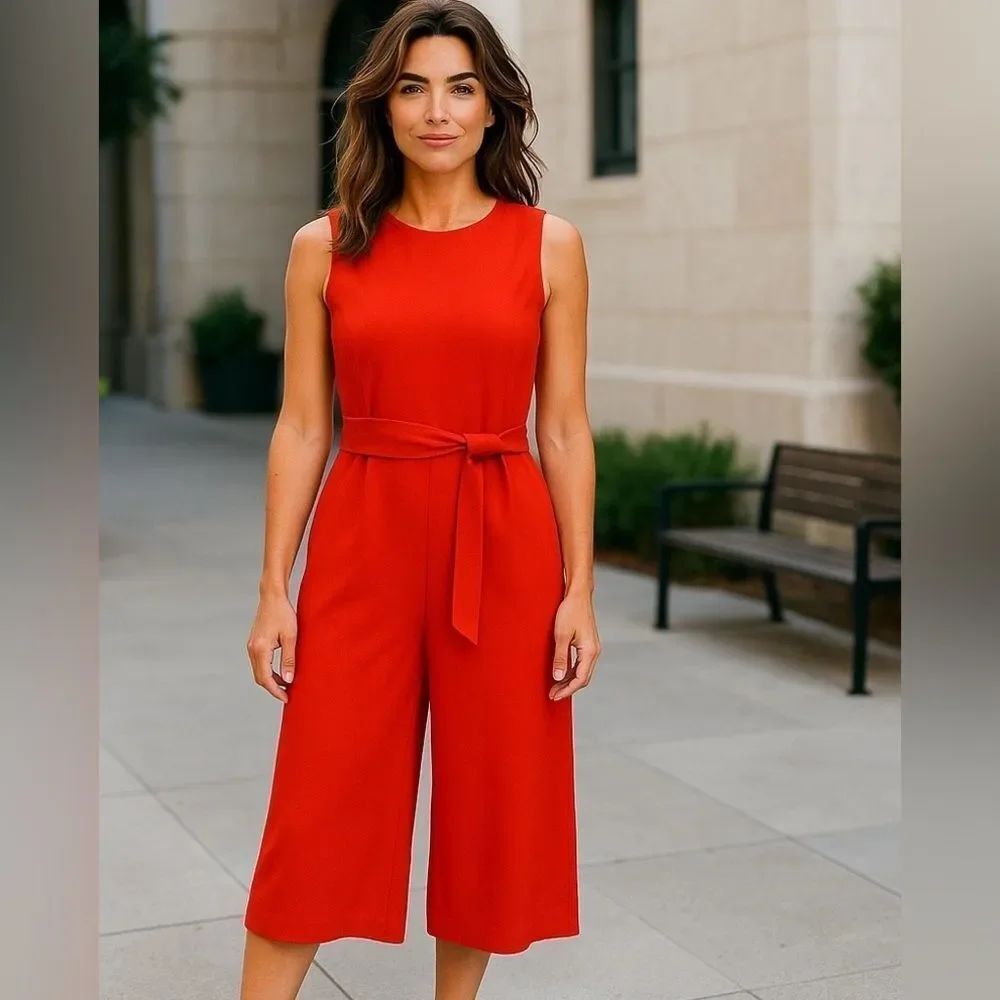 NWOT Bishop + Young Sporty Red Rachel Cropped Jumpsuit Size S